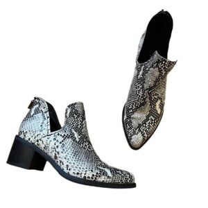 Blondo Snakeskin Ankle Booties - Black and Cream